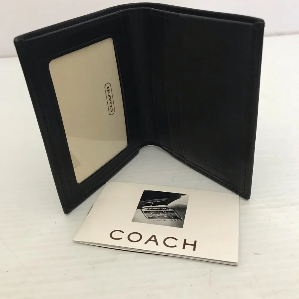 Coach Black Leather Trifold Card Wallet